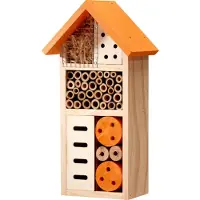 Progarden Insectenhotel Bugston - hout - naturel/oranje - 13 x 8 x 26 cm - bijenhotel / Insectenhuis