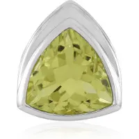 Cavill - Hanger 925 Sterling Zilver Platina - 3,438ct Ouro Verde Kwarts Triljant - Bezel Zetting - Braziliaanse Groene Edelsteen