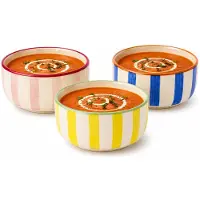 Home Deco Factory Snackschaaltjes Dolce vita - 3x - blauw/roze/geel - keramiek - D14 cm