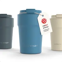 LARS NYSØM Bevægelse Thermos Coffee Mug-to-go 380ml - BPA-vrij met Isolatie - Lekvrije Roestvrijstalen Thermosbeker (Calypso Blue)