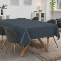ANRO Tafelkleed Donkerblauwe linnenlook 220x140cm Met sierband Afwasbaar Waterafstotend