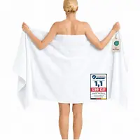 Komfortec Badhanddoek 100x200 cm van 100% Katoen, XXL Saunahanddoek, Grote Douchehanddoek, Zacht & Absorberend, Wit
