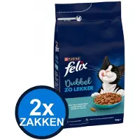 Felix 2x - Dubbel Zo Lekker Adult Zalm & Zeevis - Kattenvoer Droogvoer - 4 kg