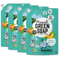 Marcel's Green Soap Wasmiddel Navulling Voordeelbox Kleur Perzik & Jasmijn 4 x 1000 ml