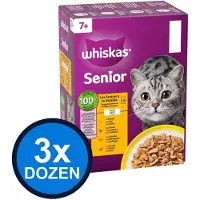 Whiskas 3x - 7+ Senior Gevogelte Selectie in Gelei Multipack - Kattenvoer Natvoer - 12x85g