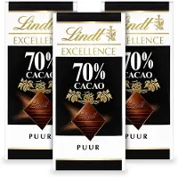 Lindt EXCELLENCE Chocolade Reep Puur - 70% Pure Chocolade - 100g per reep - 3-pack