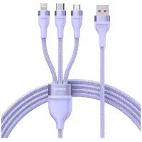 Baseus USB-A naar Lightning/USB-C/Micro USB Kabel 100W 1.2M Paars