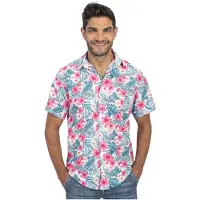 Chaks Blouse Hibiscus Roze Tropisch - Maat XL