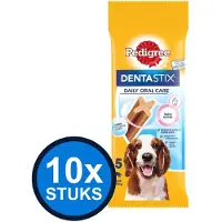 Pedigree 10x - Dentastix Medium Single 5-pack - Hondenvoer Snacks - 128 g