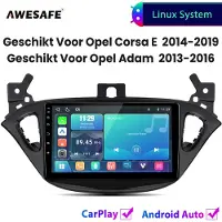 AWESAFE Autoradio - Geschikt Voor Opel Corsa E 2014 t/m 2019 Opel Adam 2013 t/m 2016 - Draadloos Carplay Android Auto - Linux systeem - Touchscreen - Bluetooth Wifi - 2014 2015 216 2017 2018 2019