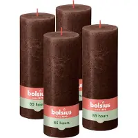 Bolsius - Rustieke Stompkaarsen - 4 Stuks - Bruin - 19cm - 85 branduren