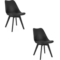 Leobert Set van 2 Stoelen MARK – Zwart, Zwarte Poten, Kunststof Zitting met Kunstlederen Kussen, Strak Design, Ergonomisch, Geschikt voor Keuken, Eetkamer, Kantine en Werkruimte, Max. 120 kg