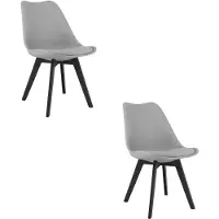 Leobert Set van 2 Stoelen MARK – Grijs, Zwarte Poten, Kunststof Zitting met Kunstlederen Kussen, Strak Design, Ergonomisch, Geschikt voor Keuken, Eetkamer, Kantine en Werkruimte, Max. 120 kg