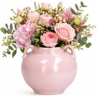 Atmosphera Vaas Aquilos - glans - roze - D18 x H17 cm - keramiek - bloemenvaas - voor stelen en boeketten