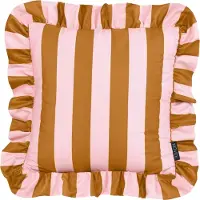 NOVÉE Sierkussen ruffles stripe /roze | 45x45 cm | katoen/polyester
