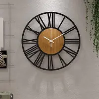 Unyqoos Stille ronde wandklok in vintage stijl met Romeinse cijfers voor decoratie, zwart, 34cm
