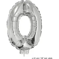 Funny fashion Folie opblaascijfer 0 Zilver