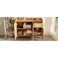 STILVORA Dressoir Met Rotanlook En Softclose - 3 Deuren En 1 Lade - Voor Woonkamer, Keuken En Hal - Eiken - 120x40x91 Cm