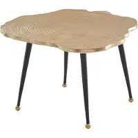 Wohnling Koffietafel Aluminium Boomschijf 64x64x37 cm Salontafel Metaal Goud | Tafel Woonkamer Rond | Woonkamertafel Modern | Kleine Bijzettafel