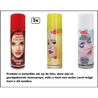 Goodmark 3x Haarverf/haarspray rood/geel/wit 125 ml - Merk - Festival thema feest carnaval haar kleurspray party