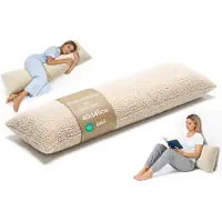 Totsy Baby Zijslaapkussen 40x145 cm afneembare hoes – ergonomisch lichaamskussen body pillow voor zijslapers Bouclé zacht ademend vormvast – OEKO-TEX gecertificeerd Crèmekleurig
