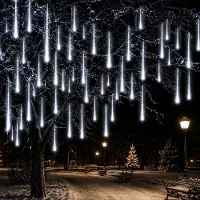 Lapamax Meteorregen, lichtketting met 8 buizen, sneeuwvlokkenlicht, kerstverlichting, decoratie voor kerst, Halloween, bruiloft, wit, 50 cm, 288 LED's
