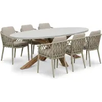 BUITEN living Livorno/Cleveland beige dining tuinset | 6 personen | polystone + aluminium | 240cm