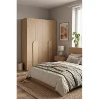 AX Living Omodeo garderobekast, 200 cm breed – met fineer van eikenhout in "bookmatch"-stijl en handgrepen
