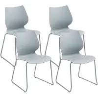CLP Houma Set van 4 Eetkamerstoelen - Stapelstoel - Metaal - Kunststof/grijs
