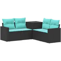 vidaXL Bankstel 5 st Zwart en Blauw 182,5 x 182,5 x 85 cm