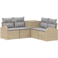 vidaXL Bankstel 5 st Beige en Licht Grijs 179 x 179 x 85 cm