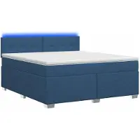 vidaXL Boxspringbed met matras en blauwe LED-verlichting, 160 x 200 cm, gestoffeerd