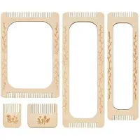OEM Huisweefset, rechthoekige vorm - Weefset voor beginners - Viltweefset - Houten weefraam - Set van 5 - Ideaal voor sjaals en accessoires