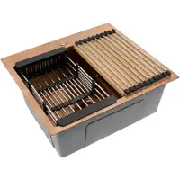 REA Stalen Spoelbak Met Accessoireset 3-delig Leo 50 Brush Copper Beige accessoires