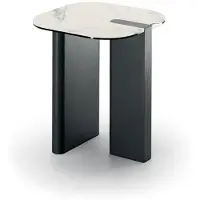 STONES Moderne salontafel "Key" met een keramisch blad op glas en een antracietkleurige metalen frame - Elegant design, 40x40 cm - OM/507/MB