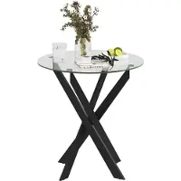 BellaFurn Eettafel van glas met metalen poten | Kleur: zwart, transparant | Afmetingen: 70x70x75 cm