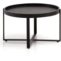 Wohnling Salontafel zwart mangohout rond 60 cm
