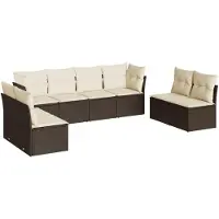 vidaXL 8-delige Loungeset met kussens poly rattan bruin