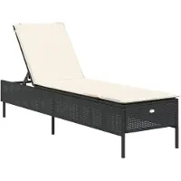 vidaXL Ligstoelen 2 st met kussens poly rattan zwart
