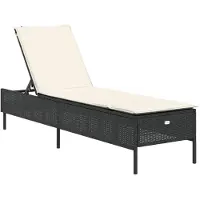 vidaXL 3-delige Ligbeddenset met kussens poly rattan zwart