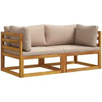 vidaXL Sectioneel hoekbank met kussens 2 st 2-zits Massief Acacia Hout