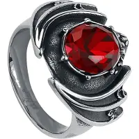 EtNox hard and heavy - Gothic Ring - Bat Wing - voor Vrouwen - zilverkleurig - Maat 62