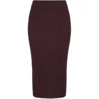 Studio Untold - Dames - Gebreide rok Slim Fit midi-lengte elastische tailleband - Dennenbruin - Maat 46+