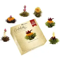 Creano theebloemen mix - 6 stuks bloementhee witte, groene & zwarte thee, theebloem, Blooming Tea, cadeau voor vrouwen