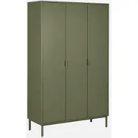 Sweeek Kledingkast met 5 planken en 1 kledingstang houtdecor en metaal Kaki