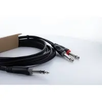 Cordial 14876 Jackplug / Cinch Audio Y-adapter [1x Jackplug male 6,3 mm (stereo) - 2x Jackplug male 6,3 mm (mono)] 1 m Zwart PVC-mantel, Tweelingkabel