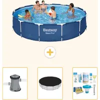 Bestway Steel Pro, ronde opblaasbare zwembad - 396x84 cm - 4-delig - Model S22753