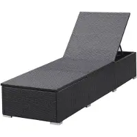 vidaXL Ligbed met kussen poly rattan zwart