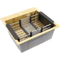 REA Stalen Spoelbak Met Accessoireset 3-delig Leo 40 Brush Gold Beige accessoires