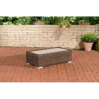 Famanu Loungetafel deluxe - Tuintafel van rieten vlechtwerk - Eettafel - Buitenmeubel - Tuinmeubilair - Salontafel - Bruin - 110 cm